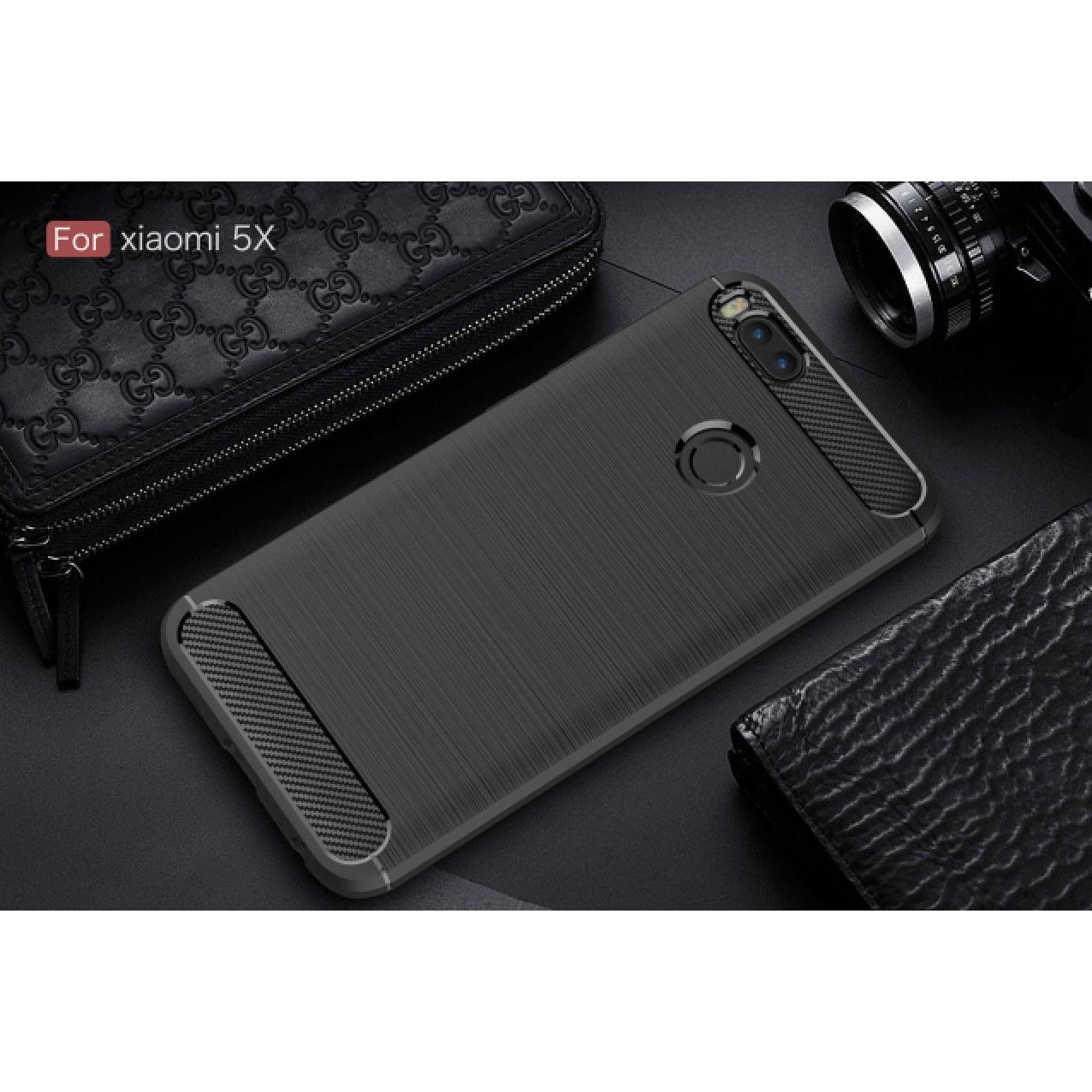 Thumbnail - Screenguard Xiaomi Mi A1 Hülle Carbon Brushed Soft TPU (Xiaomi Mi A1), Smartphone Hülle, Schwarz
