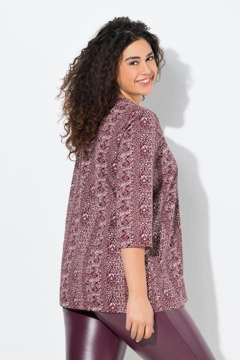 Image du produit Ulla Popken T-shirt, plis fantaisie, ligne en A, col en V, manches 3/4 (50, 52)