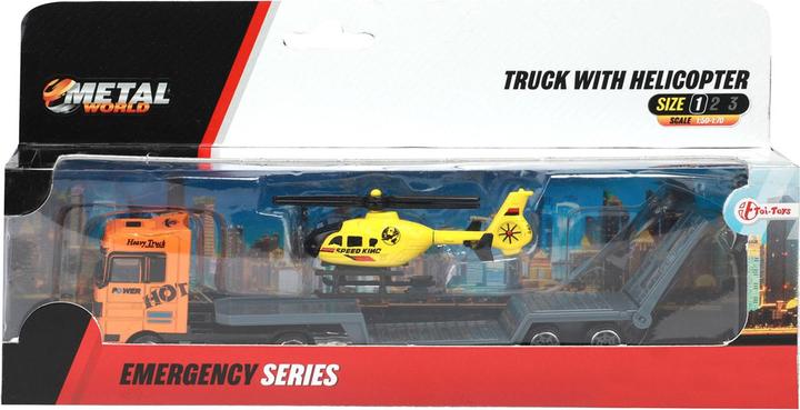 Actual product image Toi-Toys Metal lorry with semi-trailer and helicopter