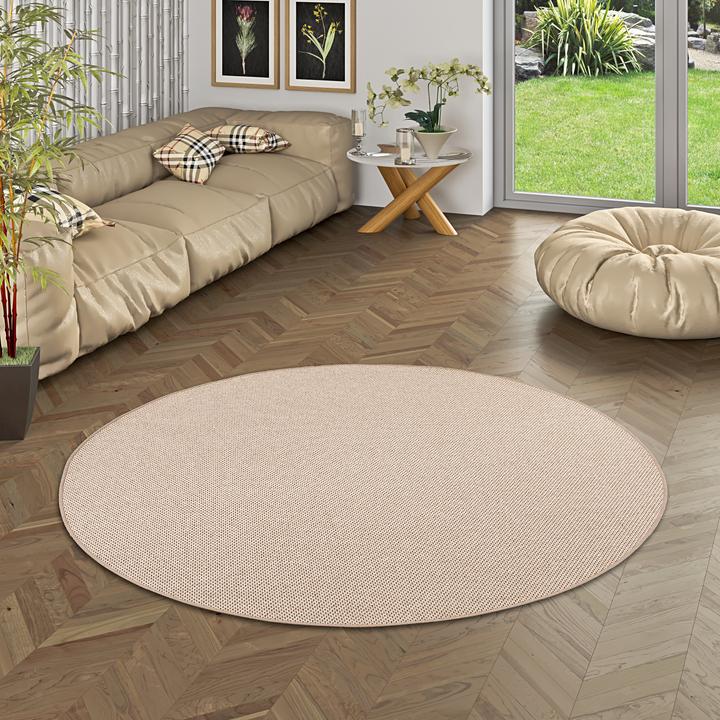 Actual product image Bentzon Natural Flatweave Carpet Round in 6 Colors 4 Sizes (Ø 133 cm)
