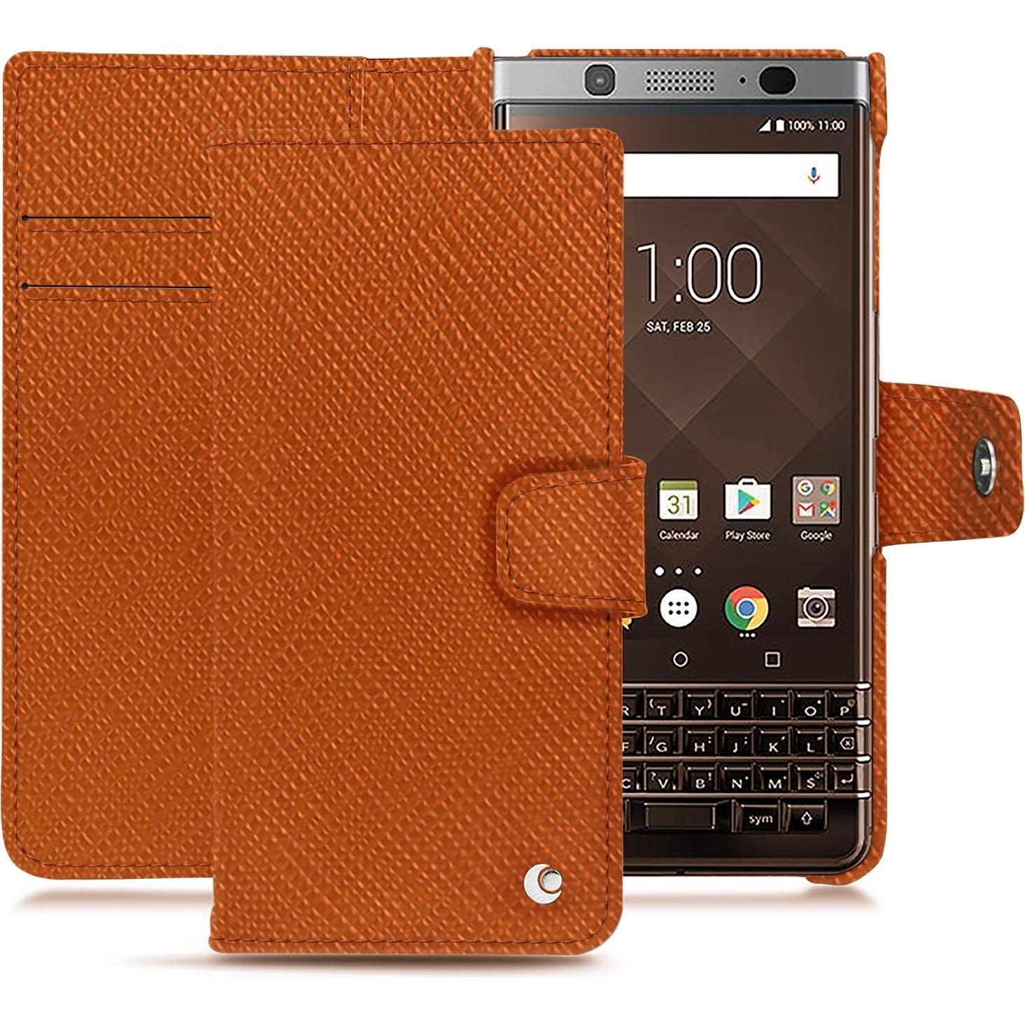 Noreve Lederschutzhülle (Blackberry KEYone), Smartphone Hülle, Orange