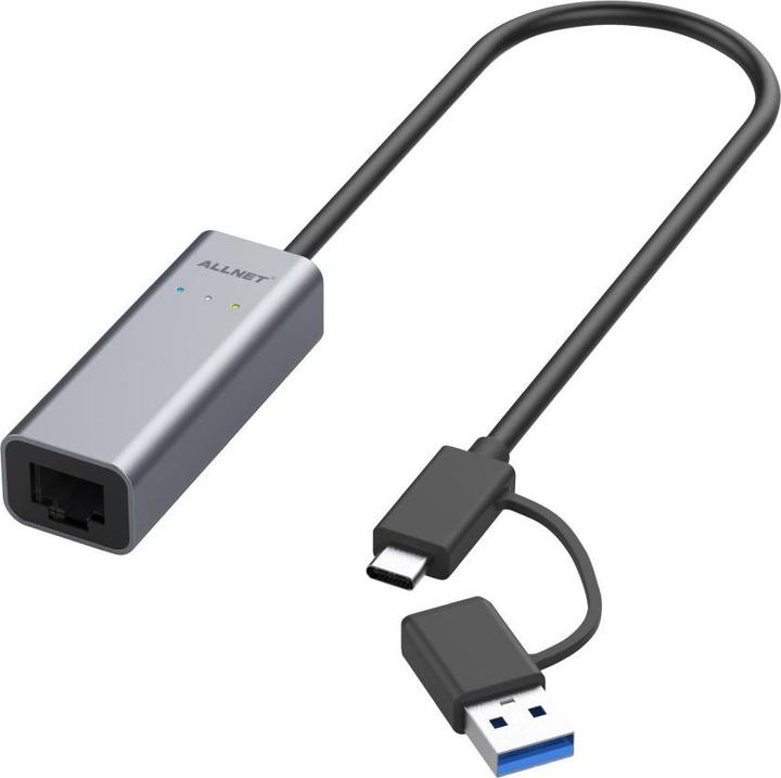 Actual product image Allnet USB 3.0 Type-C&A Ethernet Adapter (USB 3.0, USB 3.1 Gen 1, RJ45 (1x))