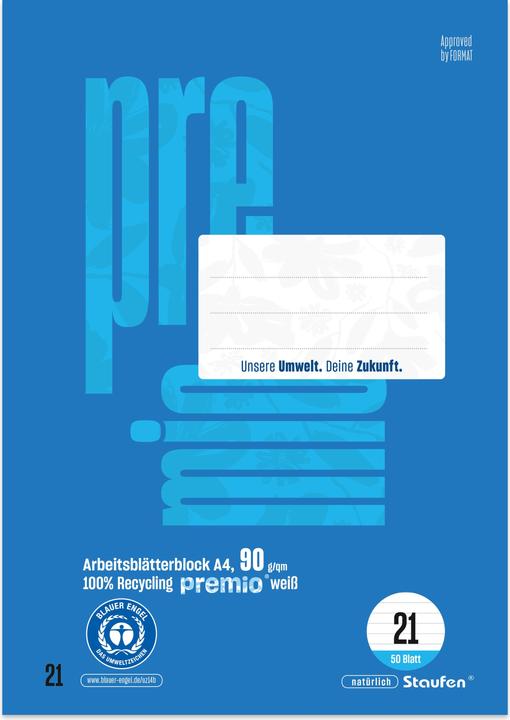 Image du produit Bloc de feuilles de travail, DIN A4, ligné (A4, À rayures, Couverture souple)
