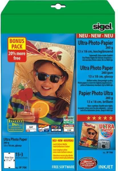 Actual product image Sigel Inkjet Ultra (260 g/m², 13 x 18 cm, 18 pcs.)