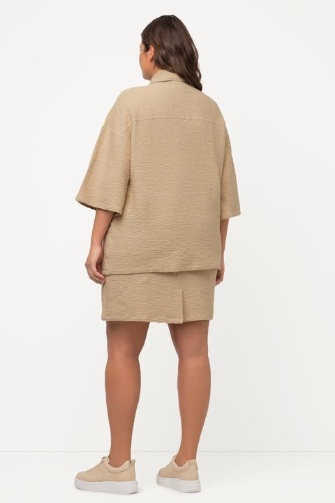 Immagine prodotto Ulla Popken Kimono in felpa di cotone biologico con texture 3D, collo e maniche a 3/4 (46, 48)