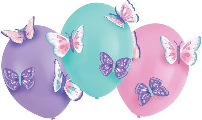Actual product image Amscan 3 Latex Balloons Flutter with Paper Appliqués (6 x)