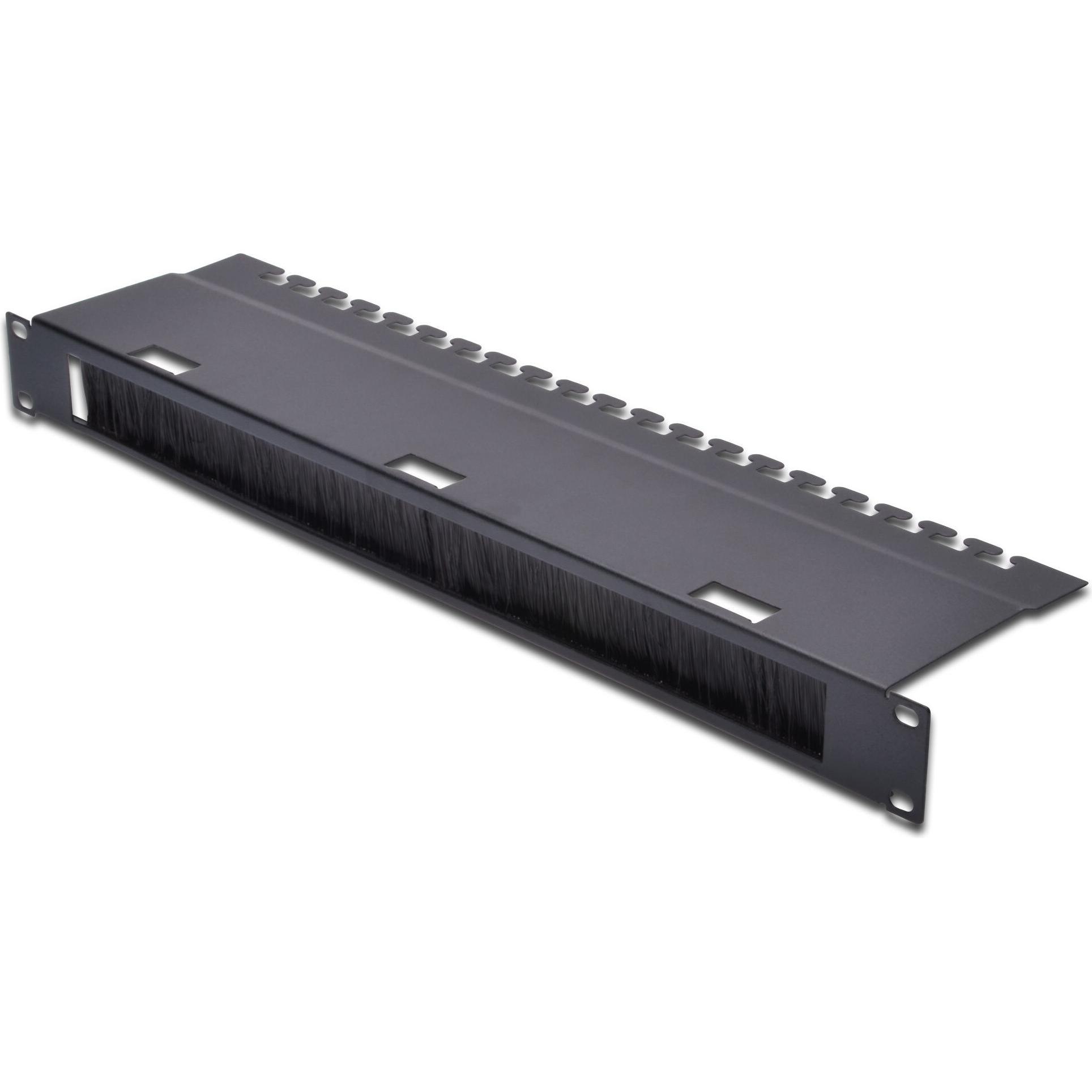 Digitus Kabelinvoerpaneel 48,3cm 19inch 1U zwart, Accessoires voor serverkasten, Zwart