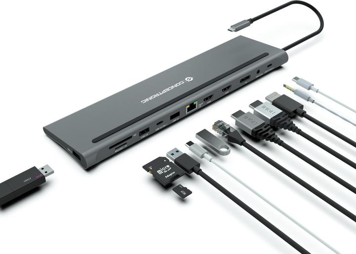 Produktbild Conceptronic 12-in-1 Dockingstation (USB-C, 12 Ports)
