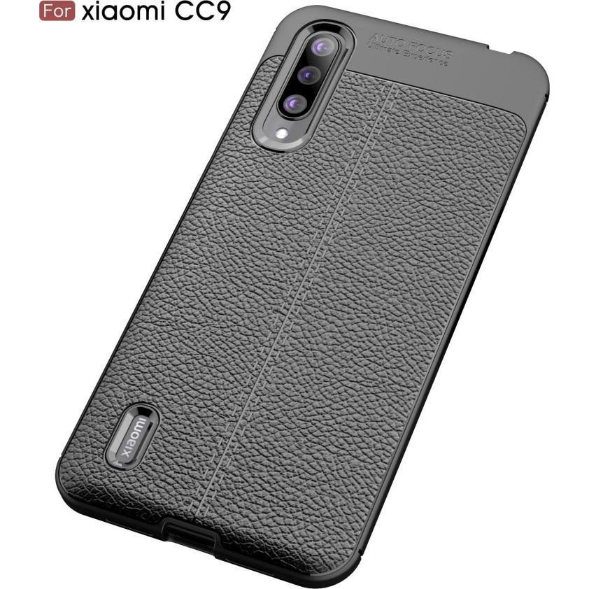 Thumbnail - Screenguard Xiaomi Mi 9 Lite Hülle Leather Design TPU Cover (Xiaomi Mi 9 Lite), Smartphone Hülle, Schwarz