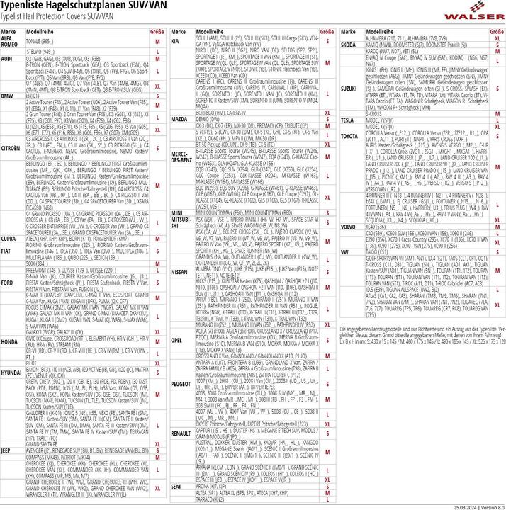 Produktbild Walser Hagelschutz SUV XL 520x185x155 grau/ silber