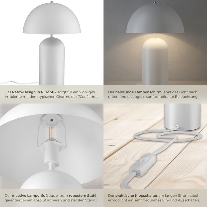 Actual product image tectake small retro table lamp Altea, mushroom design, 40W (E14)