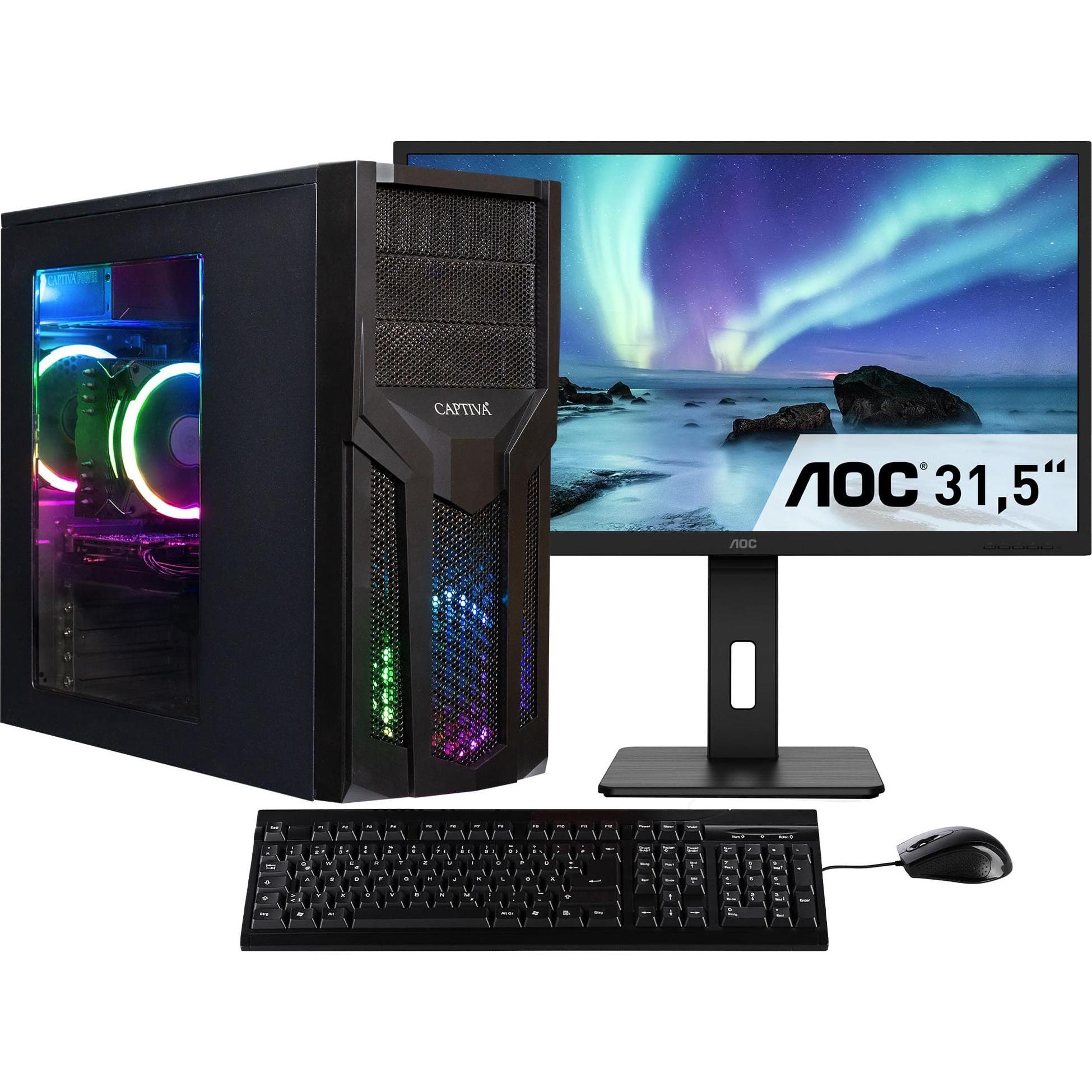 Captiva R80-035 TFT Bundle (AMD Ryzen 5 5600G, 32 GB, 1000 GB, AMD Radeon Graphics), PC, Schwarz