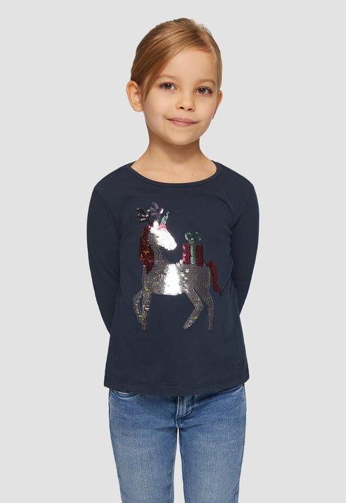 Produktbild S.Oliver T-Shirt Langarmshirt mit Weihnachtsmotiv aus Wendepailletten (92)