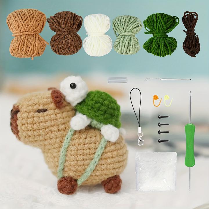 Image du produit Activity Board Kit de crochet Capybara pour débutants - Kit de bricolage complet avec outils et accessoires, mignon