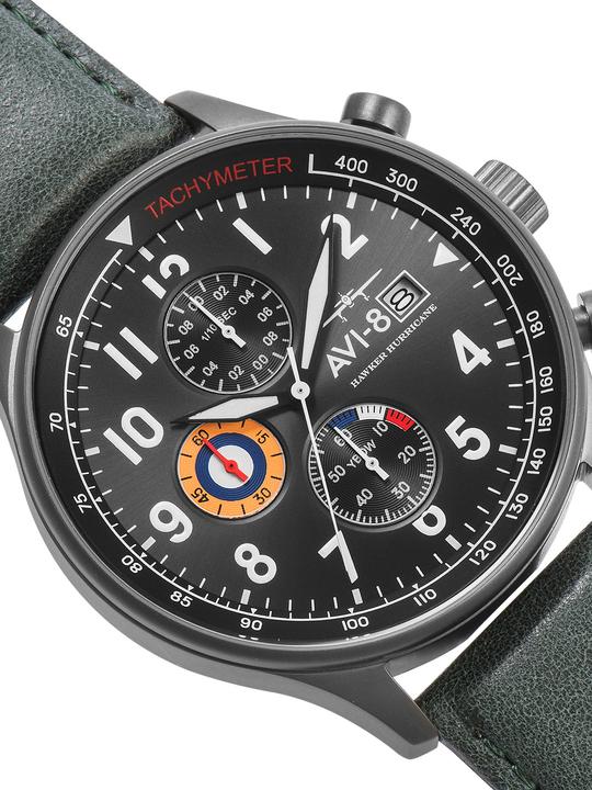 Actual product image AVI-8 AV-4011-0D Hawker Hurricane Chronograph 42mm 5ATM (Chronograph, 42 mm)