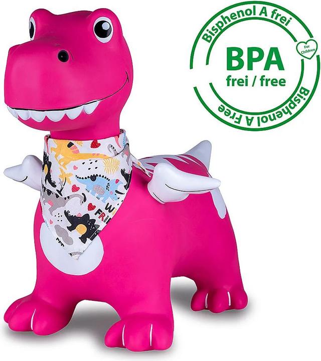 Produktbild P!nk Hüpftier Dino mit Flügel HoppyDoo pink mit Pumpe