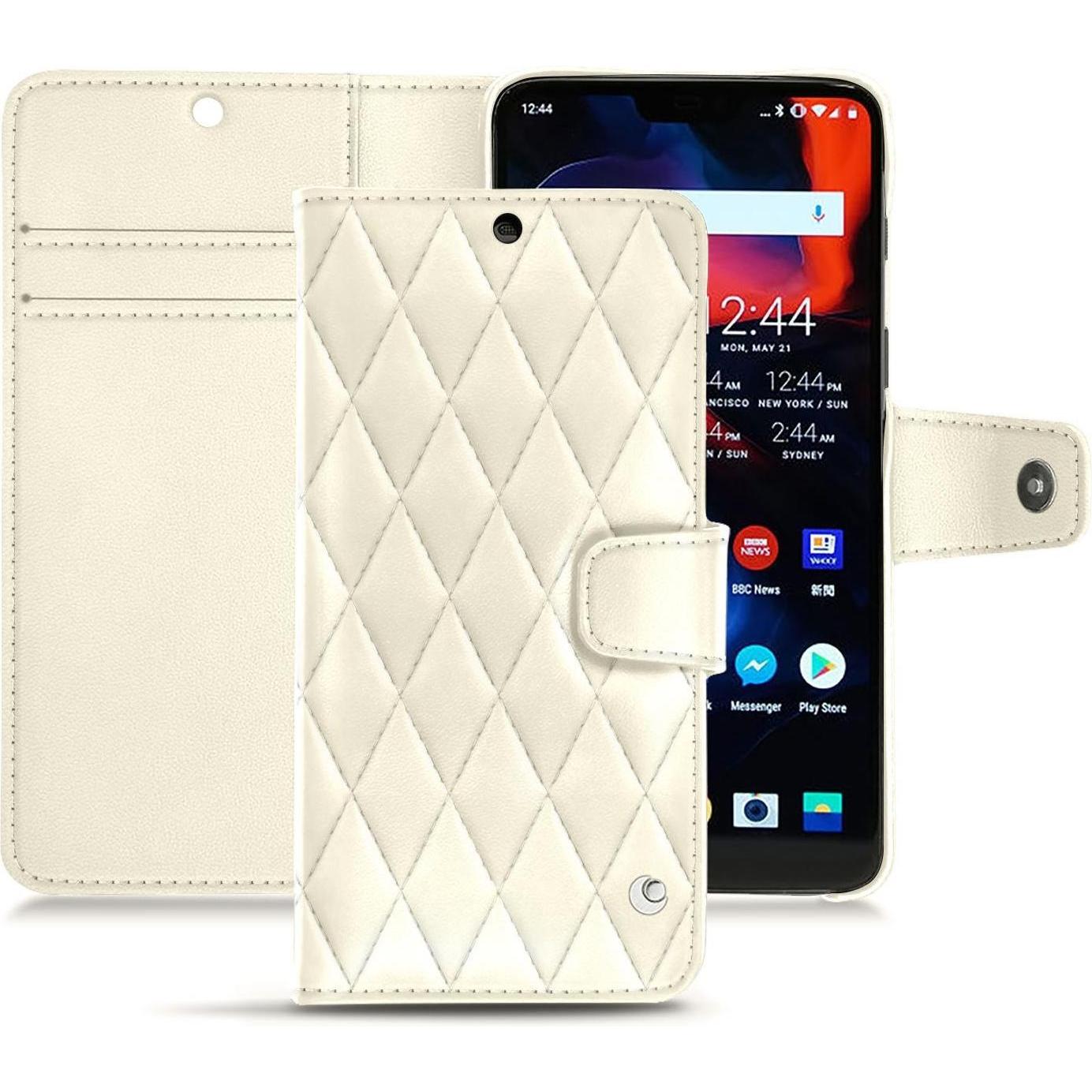 Noreve Lederschutzhülle Wallet (OnePlus 6), Smartphone Hülle, Weiss