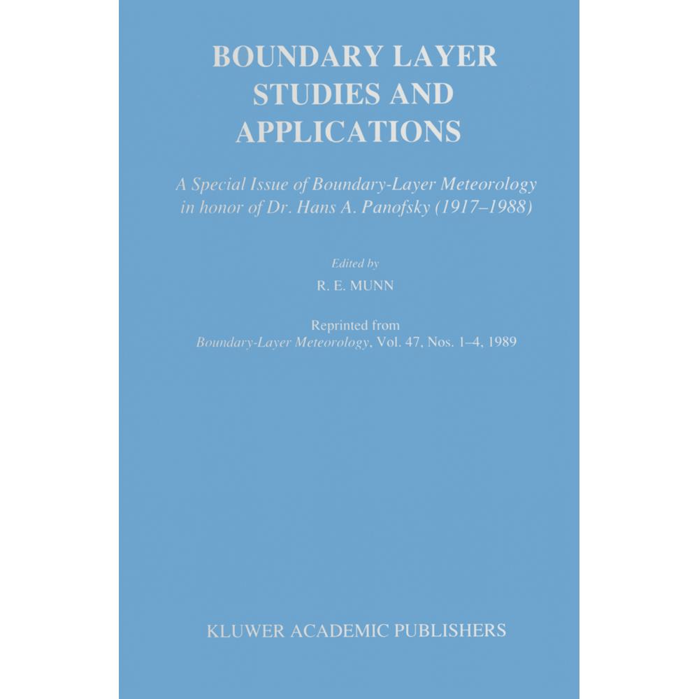 Boundary Layer Studies and Applications, Fachbücher