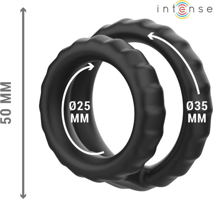 Actual product image Intense Dewey Doppelter Penisring Aus Silikon Schwarz Modell 2 (3.50 cm)