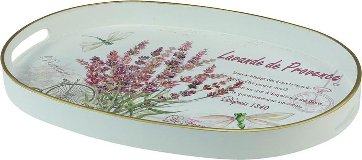 Viana Deko-Tablett mit Lavendelmotiv und goldenem Rand für sommerliche Atmosphäre