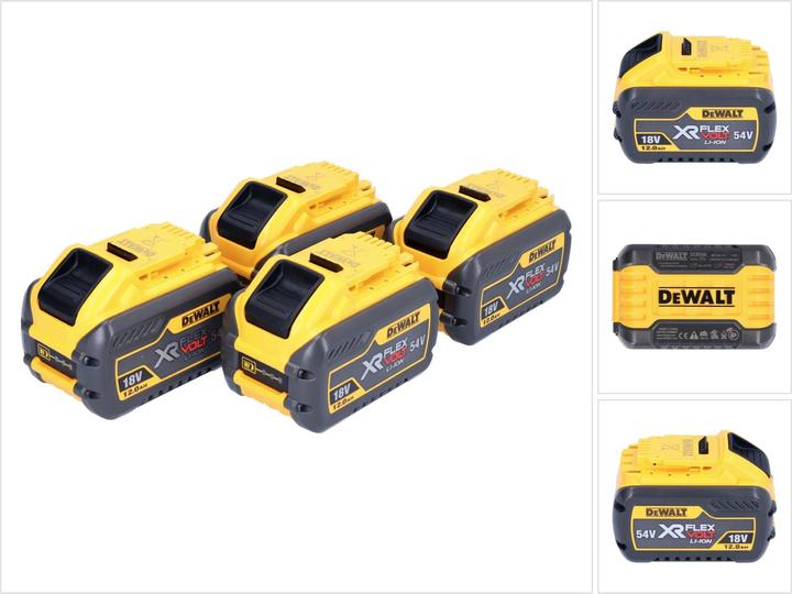 54 V max. 12 Ah, 12000 mAh Li-Ion XR FLEXVOLT battery, 4x DeWalt DCB 548 18 V