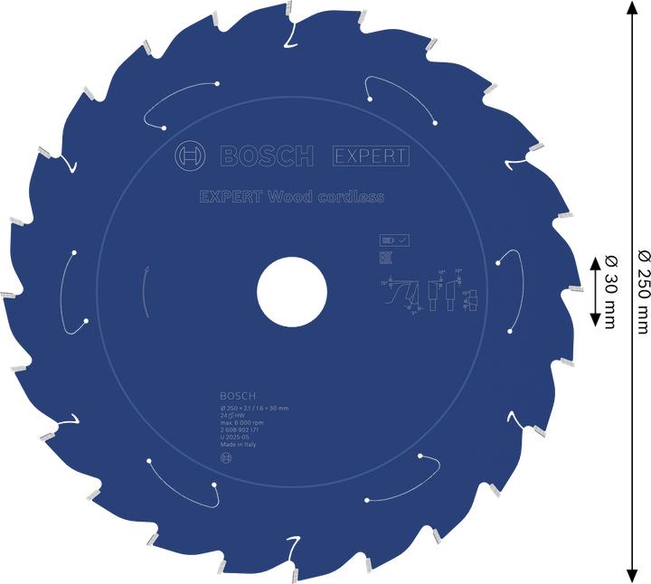 Productafbeelding Bosch Professional Zubehör EXPERT Wood Kreissägeblatt, 250x30 mm, T24