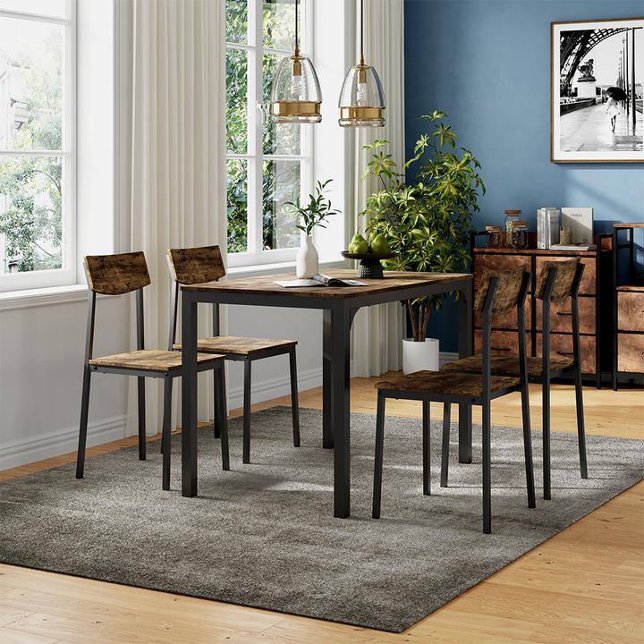 Produktbild Vicco Esstischset Fyrk, Schwarz/Eiche rustikal, 110 x 70 cm mit 4 Stühlen (110 x 75 x 70 cm)