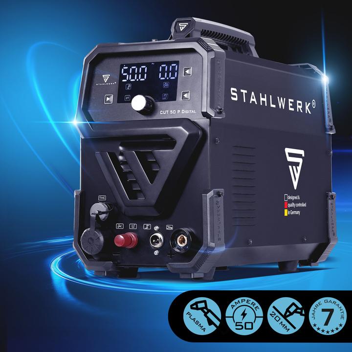 Produktbild Stahlwerk Plasmaschneider CUT 50 P Digital 50 A HF-Pilotzündung THC Plasma Cutter 20 mm Schnitttiefe