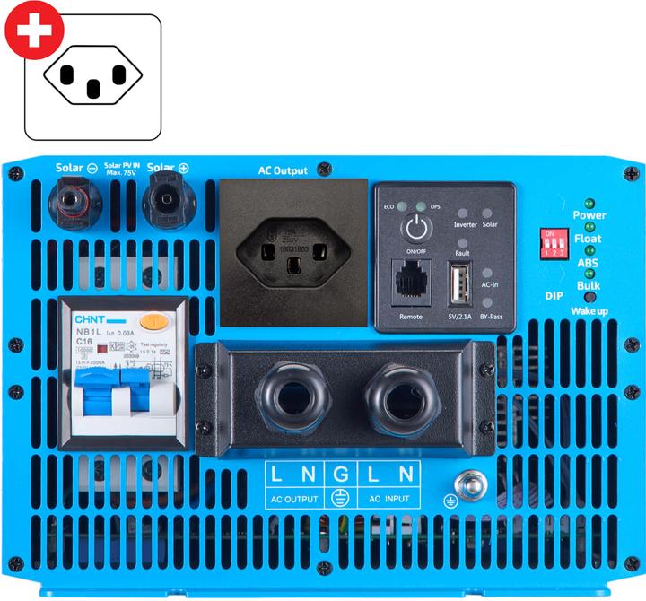 Produktbild Ective SSI 25 PRO 2500W/12V Sinus-Wechselrichter mit Netzvorrangschaltung, Ladegerät und Laderegler