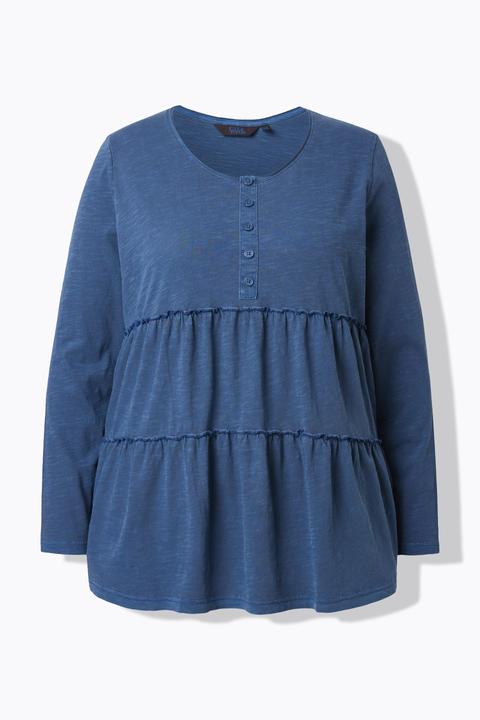 Actual product image Ulla Popken Ruffled Flounce Panel Long Sleeve Tee (60)