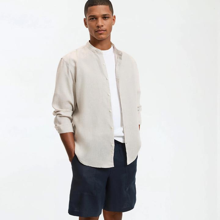 Actual product image La Redoute Collections Signature straight linen shirt with stand-up collar (M)