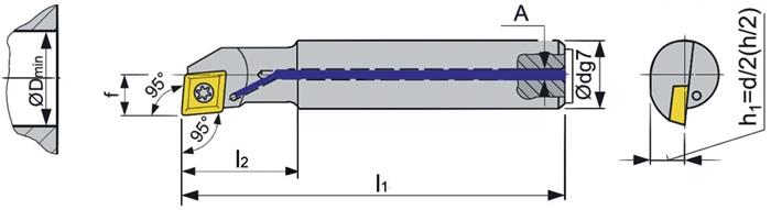Actual product image Tecwerk Boring bar A0608H-SCLCR 06 nickel-plated right with inner cooling