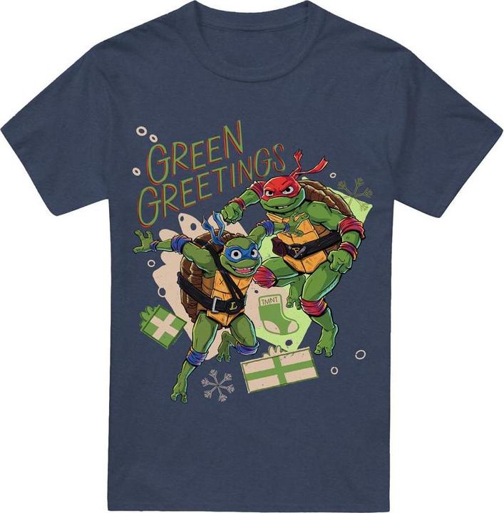 Immagine prodotto Teenage Mutant NT Christmas Greetings Maglietta Leonardo e Raffaello Adulto Unisex (S)