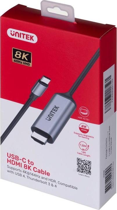 Produktbild Unitek V1423A Adapter ist USB-C - HDMI 2.1 8K60Hz 1,8 m (1.80 m)