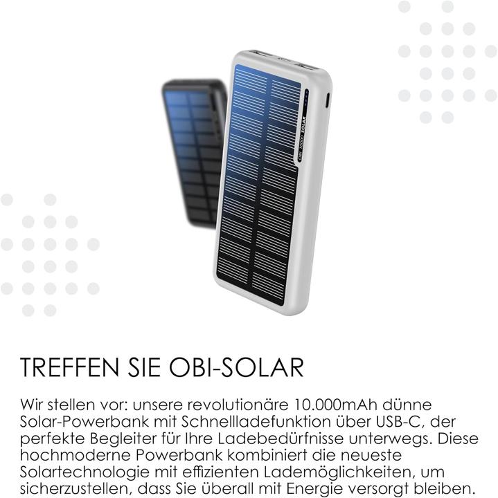 Produktbild Boompods Obi 10,000mAh Solar Powerbank - White (10000 mAh, 37 Wh)
