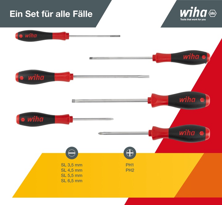 Actual product image Wiha Screwdriver set (Slotted screws, Phillipps cross recess (PH))