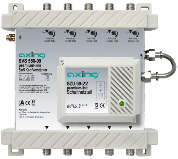 Produktbild Axing Kopfverstärker SVS 550-09 5 in 5, 4xSAT, 1xTERR