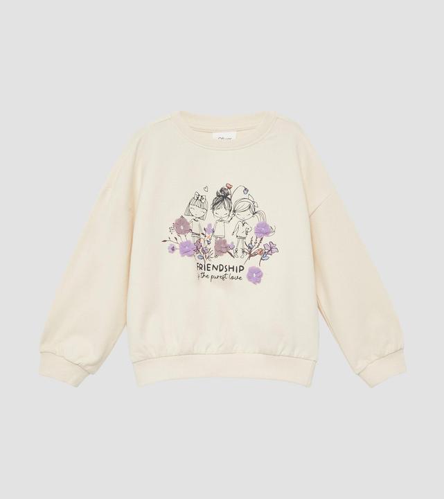 Produktbild s.Oliver Sweatshirt Oversized Sweatshirt mit Frontprint und Blüten-Applikation (98)