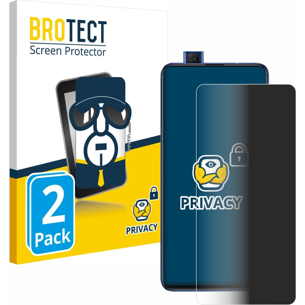 BROTECT Sichtschutzfolie Anti-Spy Privacy Folie Blaulicht-Schutz (2 Stück, Xiaomi Redmi K20), Smartphone Schutzfolie, Bl...