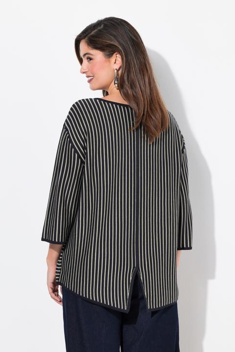 Immagine prodotto Ulla Popken Maglione dal taglio oversize con righe, scollo rotondo e maniche a 3/4 (58)
