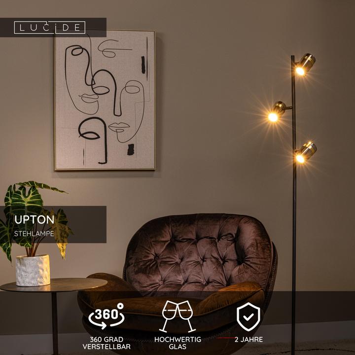 Produktbild Lucide UPTON GU10 Stehlampe 3-fach Modern Rauchfarbe 57700/03/65 (GU10)
