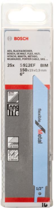 Produktbild Bosch Professional Zubehör Säbelsägeblatt S 922 EF, Flexible for Metal, 5er-Pack