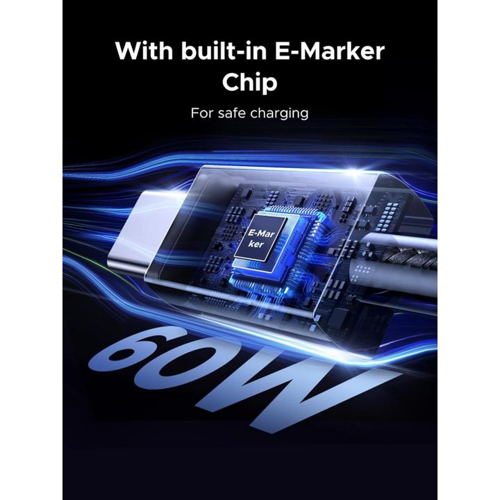 Image du produit Ugreen L524 PD 3A 2m USB-C to USB-C cable (gray) (2 m, 60 W)