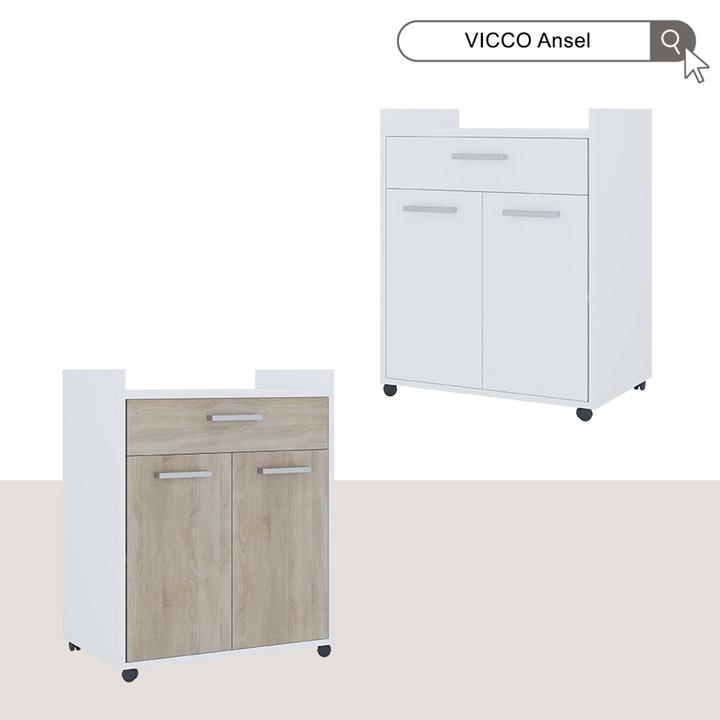 Produktbild Vicco Rollcontainer Ansel, Weiss/Sonoma, 60 x 40 cm mit Schubladen