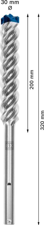 Produktbild Bosch Professional Zubehör EXPERT SDS max-8X Hammerbohrer, 30 x 200 x 320 mm (30, 30 Millimeter, 30 mm)