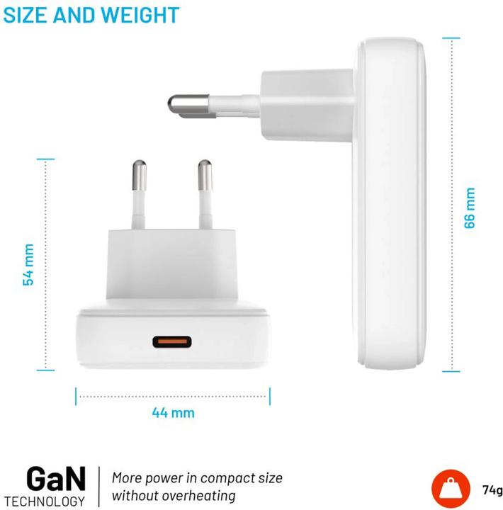Produktbild Fixed - Wall Charger (FIXCG30S-C-WH) - Slim Design, Type-C, GaN, Power Delivery 3.0, 30W - White (30 W, 1 Port)