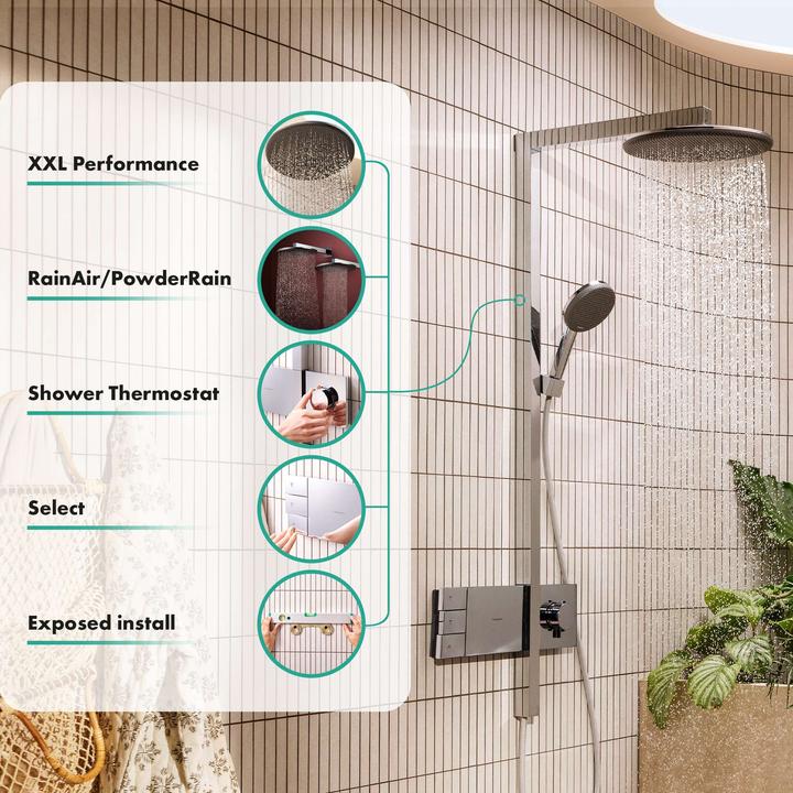 Actual product image hansgrohe Raindance Alive S Thermostatic Shower System with Rain and PowderRain Jets