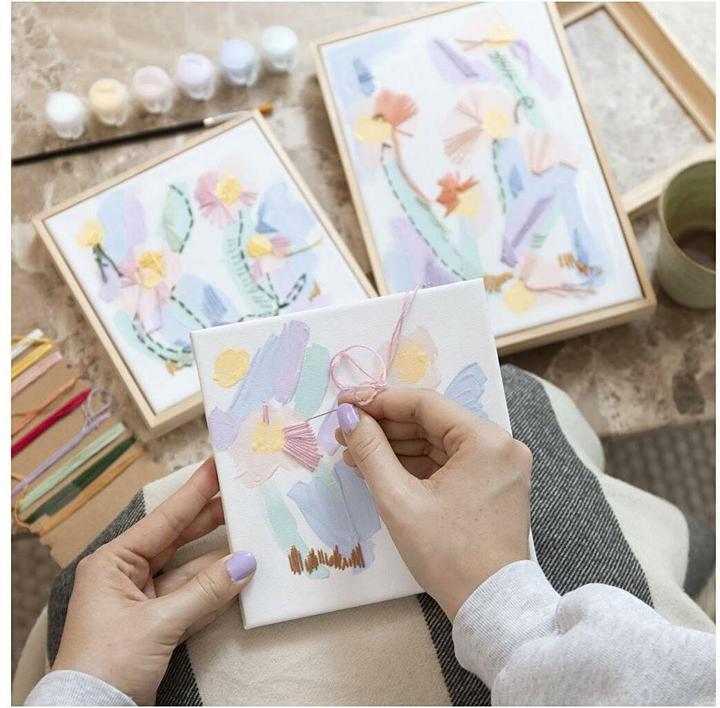 Actual product image Creativ Company Craft Kit Embroidery - Pictures - pastel colours (977862)