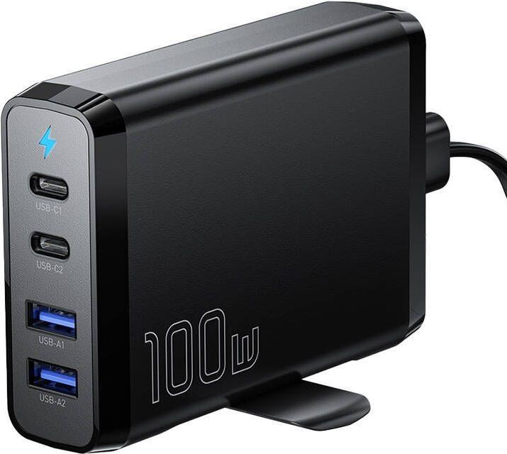 Produktbild Essager Desktop Charger 2xUSB-C 2xUSB-A 100W GaN (black) (100 W, 4 Ports)