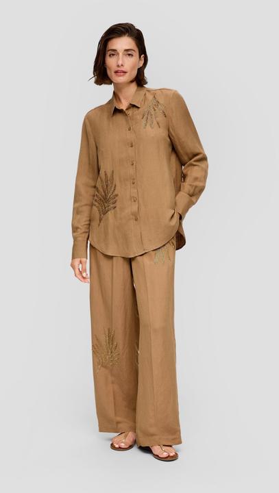 Produktbild s.Oliver Bluse Longbluse aus Leinenmix mit Schmuckperlen (38)